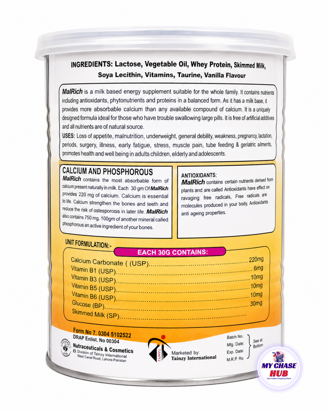 Sugar Free MalRich Milk Powder | Weight Gain Supplement