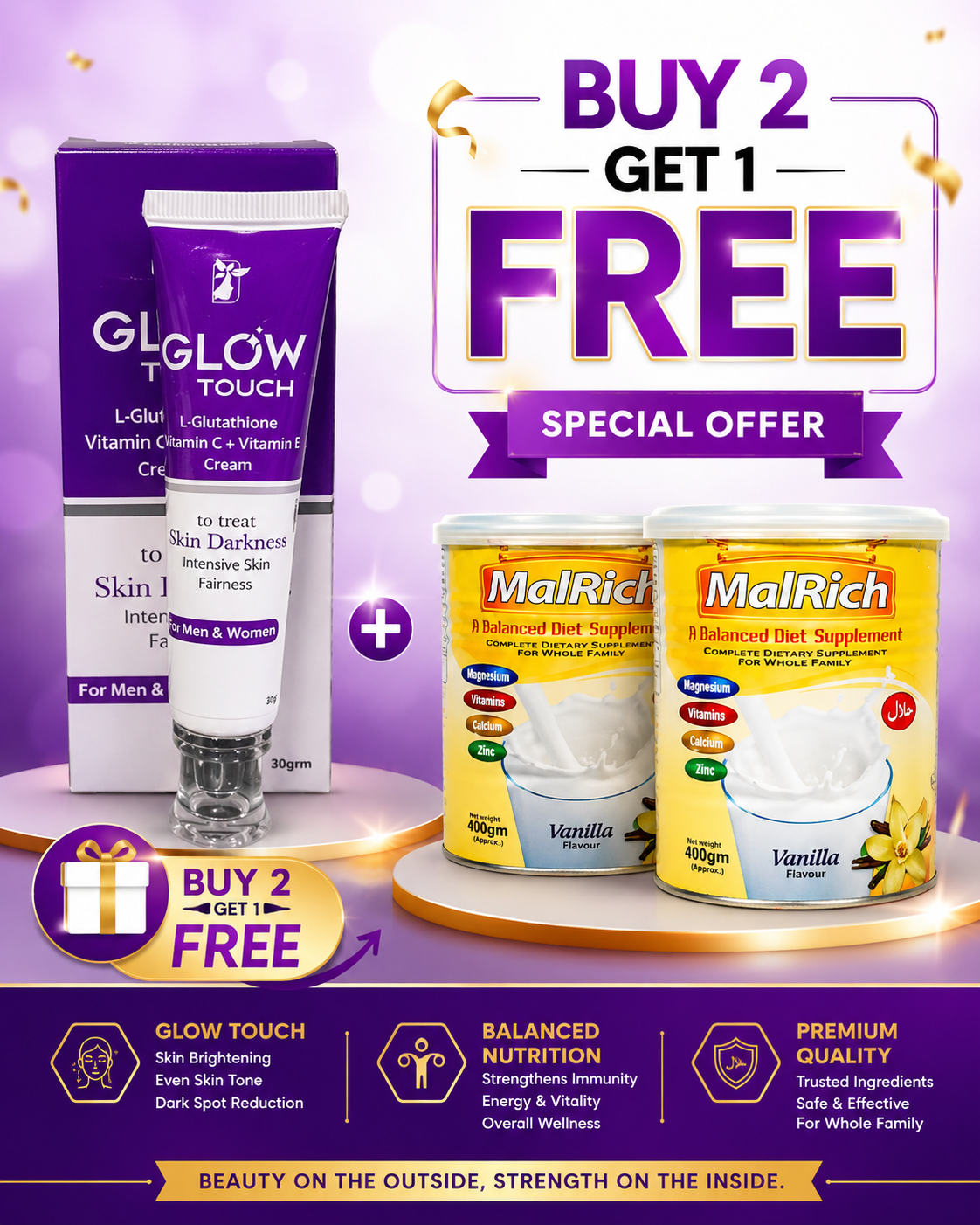 MALRICH HEALTHY WEIGHT GAIN MILK POWDER – BUY 2 GET 1 FREE BUNDLE