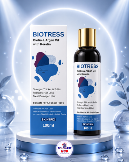 BIOTRESS BIOTIN & ARGAN OIL WITH KERATIN 100ML | HAIR GROWTH & STRENGTHENING OIL