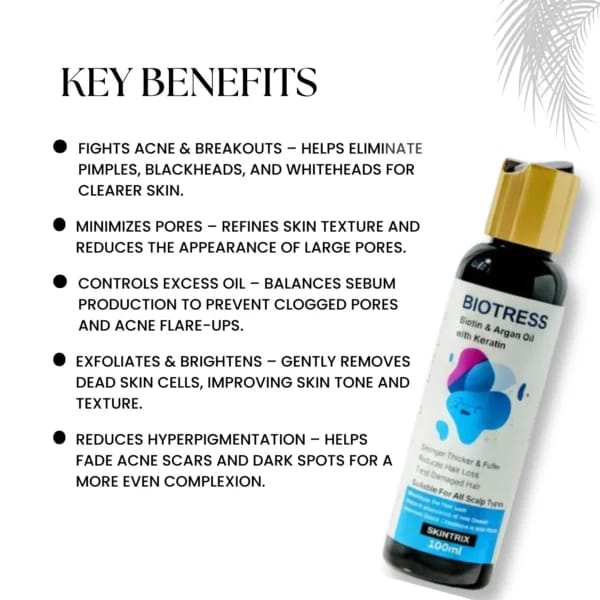 BIOTRESS BIOTIN & ARGAN OIL WITH KERATIN 100ML | HAIR GROWTH & STRENGTHENING OIL