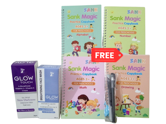 Buy Glow Touch Cream and Facewash Get 4 FREE Magic Practice Copybooks